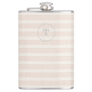 Dusty Rose Modern Monogram Name Boho Strip Hip Flask