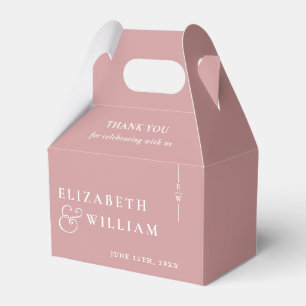 Dusty Rose Modern Monogram Wedding Thank You Favour Box