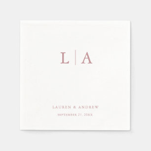 Dusty Rose Monogram Elegant Simple Wedding Napkins