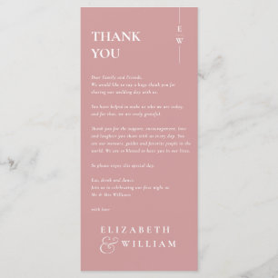 Dusty Rose Monogram Wedding Thank You Place Card