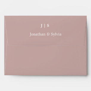 Dusty Rose Monograms Name Initials Weddings Simple Envelope