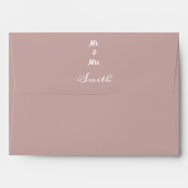 Dusty Rose  Monograms Name Weddings Simple Elegant Envelope (Back (Top Flap))
