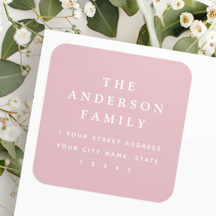 Dusty rose muted pink return address square sticker