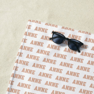 Dusty Rose Name Pattern Modern Beach Towel