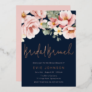 Dusty Rose Navy Bridal Shower Brunch Rose Gold