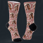 Dusty Rose Newlyweds Photo Pattern Wedding Socks<br><div class="desc">These cute dusty rose photo pattern wedding socks feature the newlywed couple's photo and white hearts in an offset pattern and your names and wedding date! These are perfect for the groom as he walks down the aisle, as a bridal party favour, or as a bridal or couple's shower gift...</div>