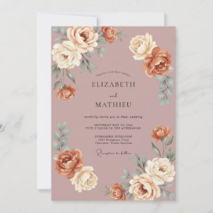 Dusty Rose Opulent Autumnal Wedding Invitation