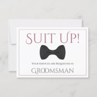 Dusty Rose or Mauve Be My Groomsman Fun Bow Tie