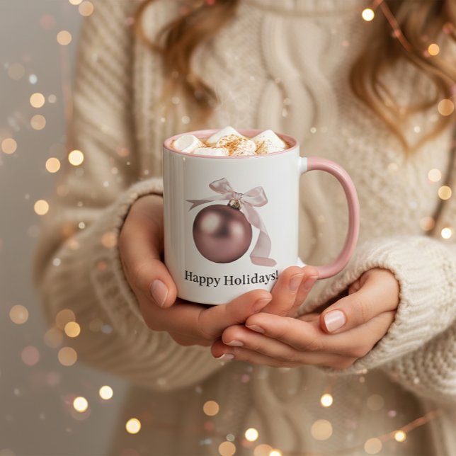 DUSTY ROSE ORNAMENT MUG FOR CHIC HOLIDAYS (The coziest hot cocoa break. Holiday vibes for your premium moments!)