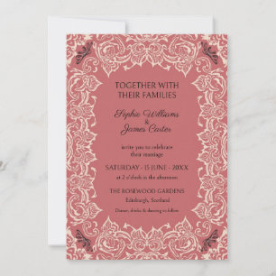 Dusty Rose Ornate Floral Wedding Invitation