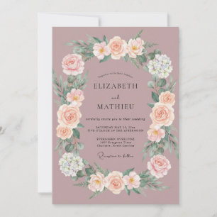 Dusty Rose Ornate Spring Wedding Invitation