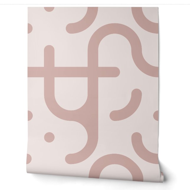 Dusty Rose Oversized Mod Geometric Bubble Wallpaper (Unrolling)
