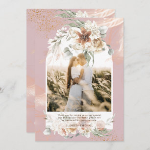 Dusty Rose Pampas Grass Floral PHOTO THANK YOU