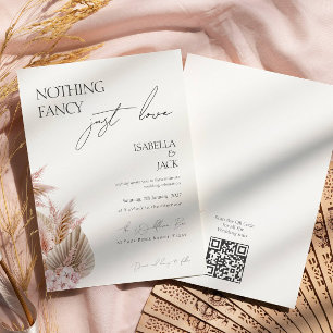 Dusty Rose Pampas Grass Intimate Wedding  Invitation