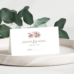 Dusty Rose Pampas Wedding Table Place Card