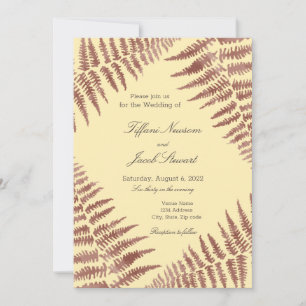 Dusty Rose & Peach Blush Ferns Wedding Invitation