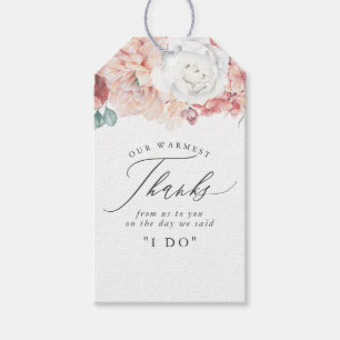 Dusty Rose Peach Flowers Elegant Thank You Gift Tags