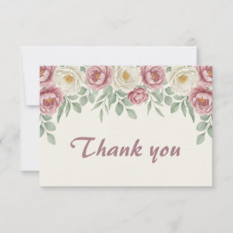Dusty Rose Peony Bridal Shower Thank You Card