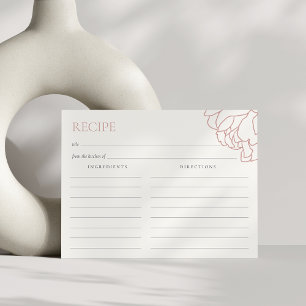 Dusty Rose Peony Garden Bridal Shower Recipe Card