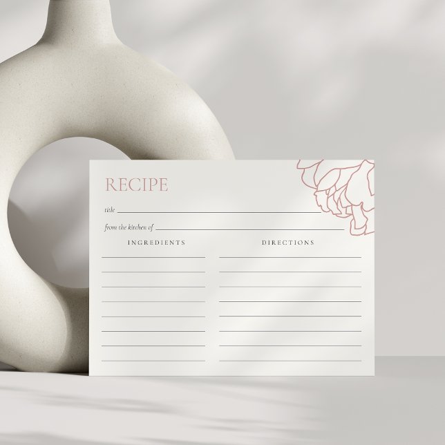 Dusty Rose Peony Garden Bridal Shower Recipe Card (Creator Uploaded)