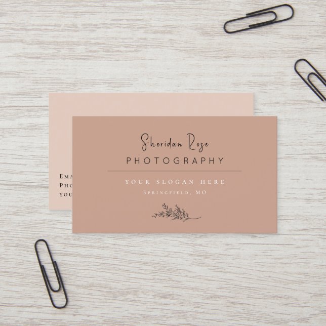 Dusty Rose Personalised Botanical Business Card (Front/Back In Situ)