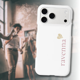 Dusty Rose Personalised Name Gold Leopard Heart