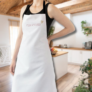 Dusty Rose Personalised Name Gold Leopard Heart Apron