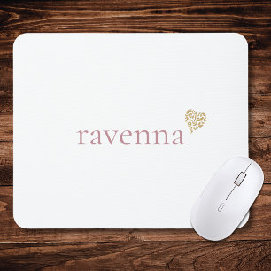 Dusty Rose Personalised Name Gold Leopard Heart Mouse Mat