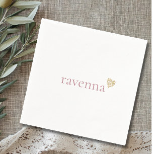 Dusty Rose Personalised Name Gold Leopard Heart Napkin