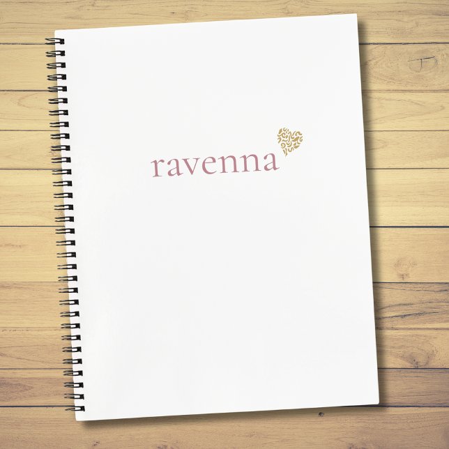 Dusty Rose Personalised Name Gold Leopard Heart Notebook (Creator Uploaded)
