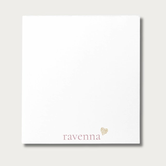 Dusty Rose Personalised Name Gold Leopard Heart Notepad (Creator Uploaded)