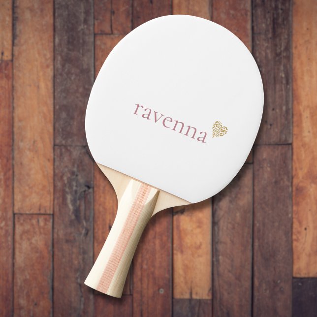 Dusty Rose Personalised Name Gold Leopard Heart Ping Pong Paddle (Creator Uploaded)