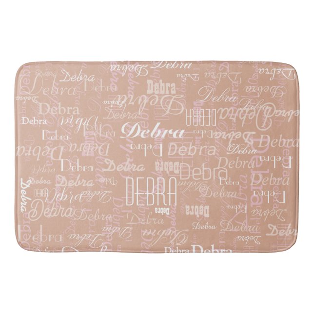 Dusty Rose Personalised Names Bath Mat (Front)