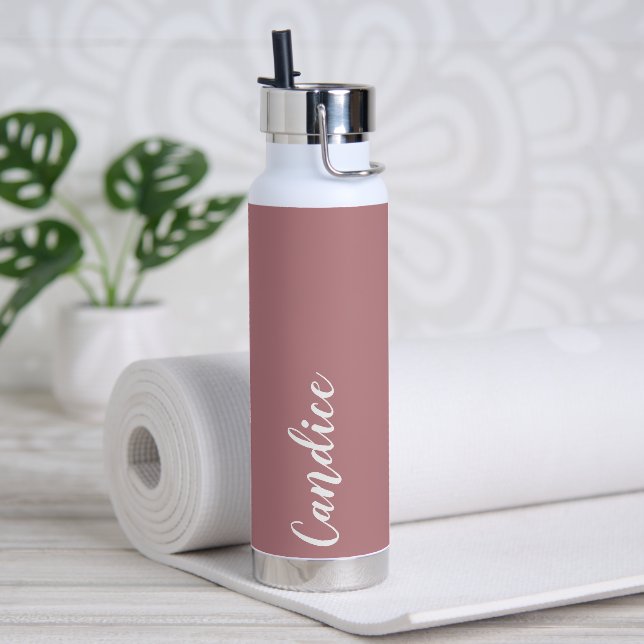Dusty Rose Personalised Wedding Bridesmaid Water Bottle (Yoga)