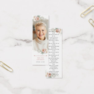 Dusty Rose Photo Memorial Funeral Poem Bookmark
