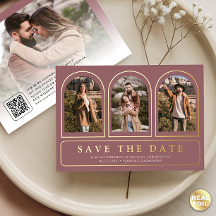 Dusty Rose Photo QR Code Wedding Save the Date