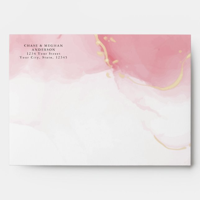 Dusty Rose Pink and Gold Envelope (Front)