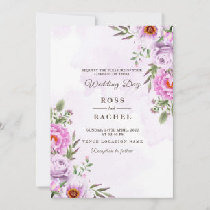 Dusty Rose Pink and Gold Floral Greenery Wedding I Invitation