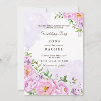 Dusty Rose Pink and Gold Floral Greenery Wedding I Invitation