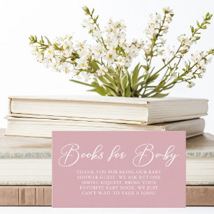 Dusty Rose Pink Baby Shower Books for Baby Enclosure Card