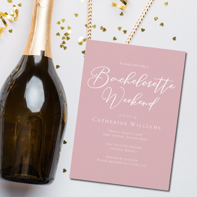 Dusty Rose Pink Bachelorette Weekend Invitation (Creator Uploaded)