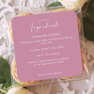 Dusty Rose Pink Bakery Ingredient Product Square Sticker