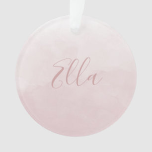 Dusty Rose Pink Blush Newborn baby girl photo name Ornament