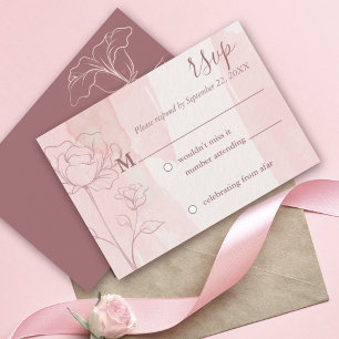 Dusty Rose Pink Botanical Wedding  RSVP Card