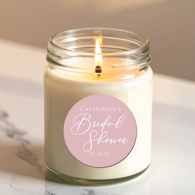 Dusty Rose Pink Bridal Shower Personalised Classic Round Sticker (Creator Uploaded)