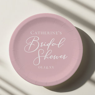 Dusty Rose Pink Bridal Shower Personalised Paper Plate