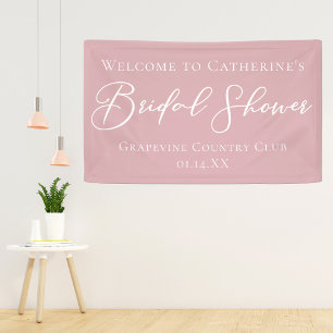 Dusty Rose Pink Bridal Shower Personalised Welcome Banner