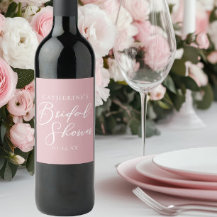 Dusty Rose Pink Bridal Shower Personalised Wine Label