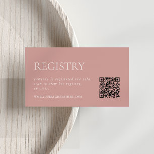 Dusty Rose Pink Bridal Shower Registry QR Enclosure Card