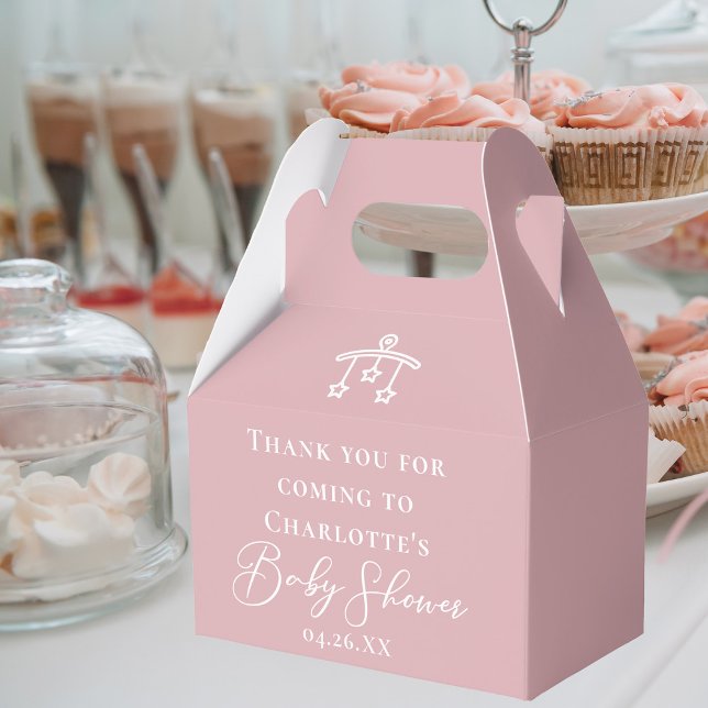 Dusty Rose Pink Chic Personalised Baby Shower Favour Box (Creator Uploaded)